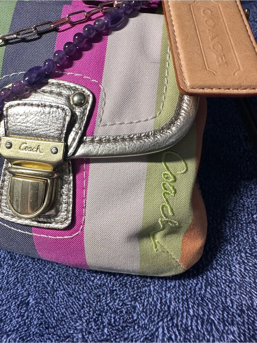 Coach Poppy Legacy Striped Sequined Hippie Purse - Picture 6 of 16